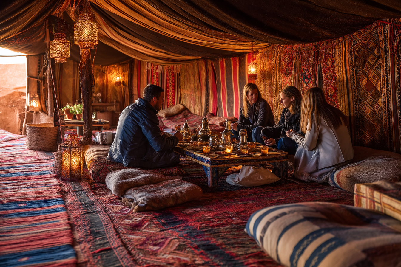 Tea break in desert bivouac